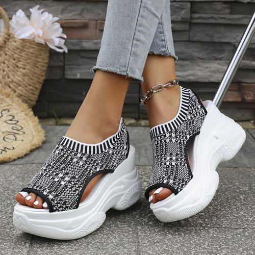 Breathable Knit Platform Wedges – Easy Slip-On with Arch Support